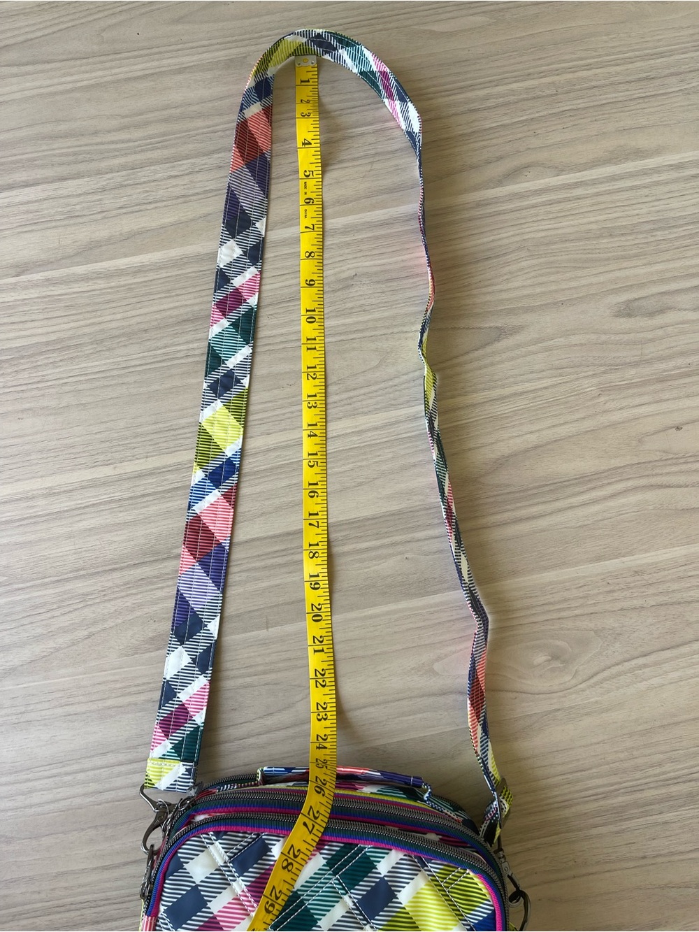 lug Multicolor Plaid Crossbody Bag - Navy, Pink, Lime, Teal - Picture 10 of 13